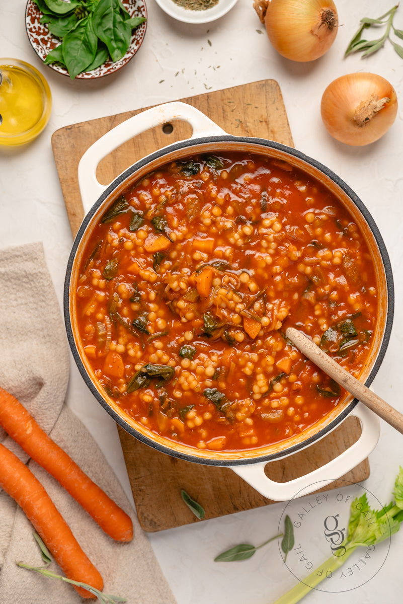 1. Tomato Pearl Couscous Soup - Exclusive Recipe