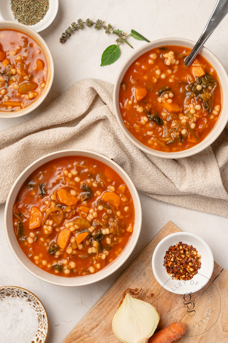 1. Tomato Pearl Couscous Soup - Exclusive Recipe