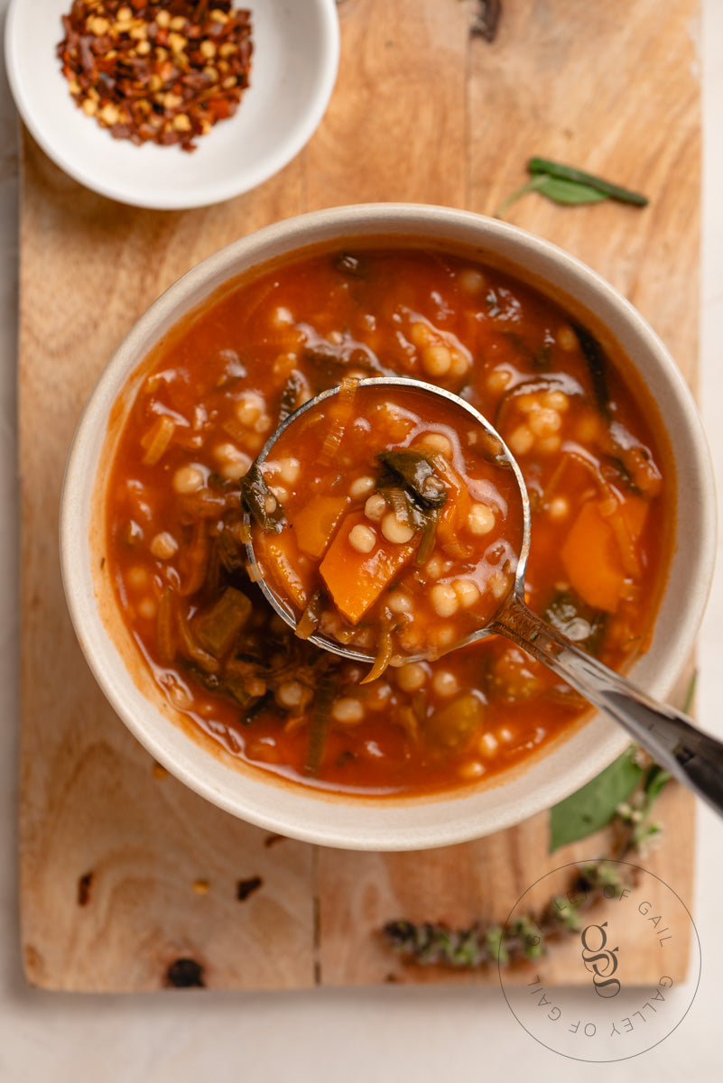 1. Tomato Pearl Couscous Soup - Exclusive Recipe