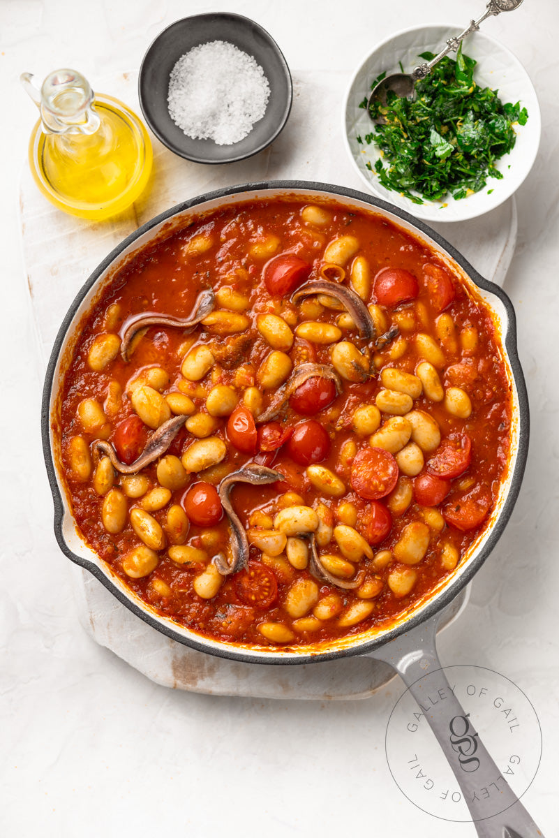 One Pot Butter Beans with Anchovies and Lemon Parsley Gremolata - Exclusive Recipe