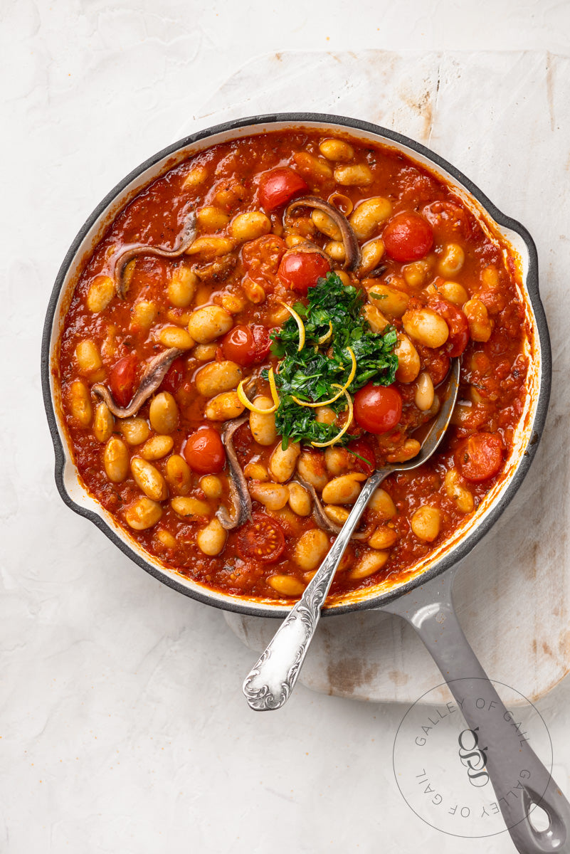 One Pot Butter Beans with Anchovies and Lemon Parsley Gremolata - Exclusive Recipe